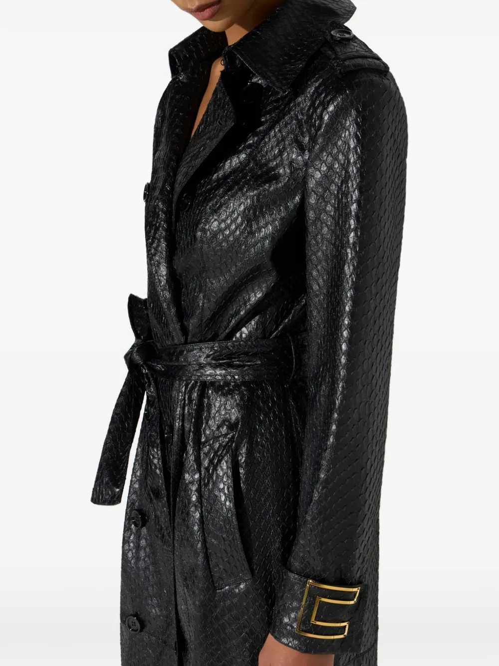 Elisabetta Franchi Trenchcoat met textuur Zwart