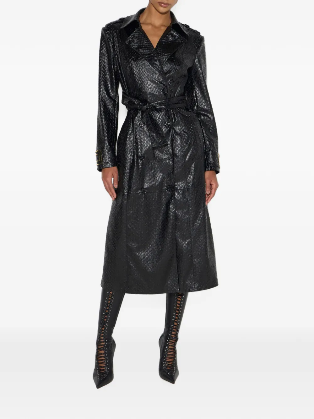 Elisabetta Franchi Trenchcoat met textuur Zwart