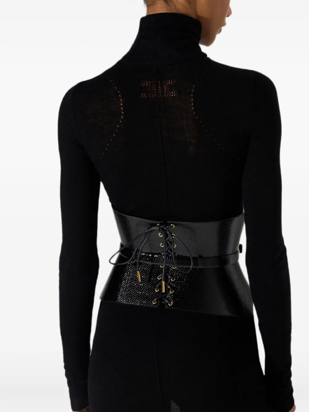 Elisabetta Franchi Python-print Bustier-style Belt In Schwarz