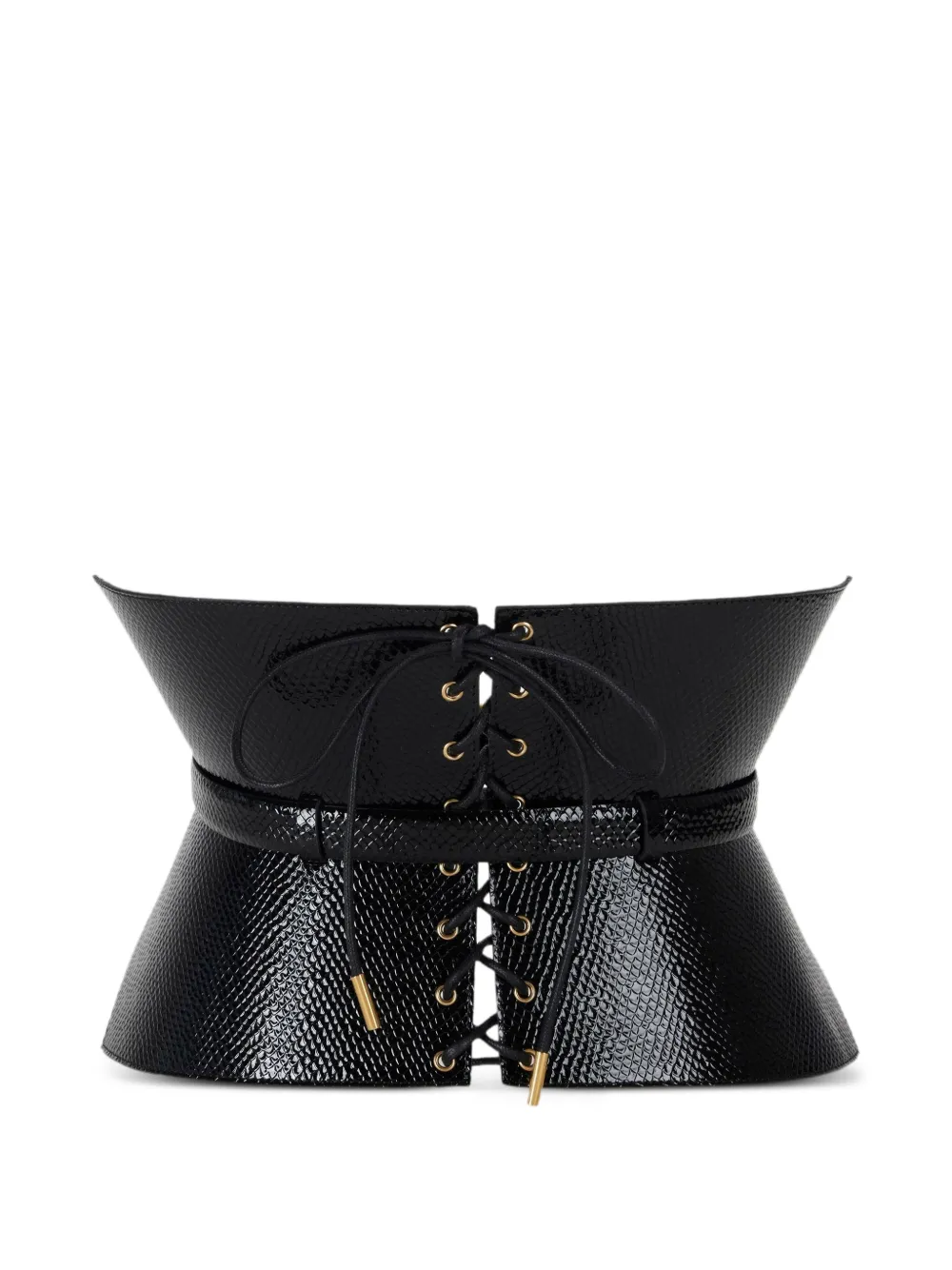 Elisabetta Franchi Python-print Bustier-style Belt In Schwarz
