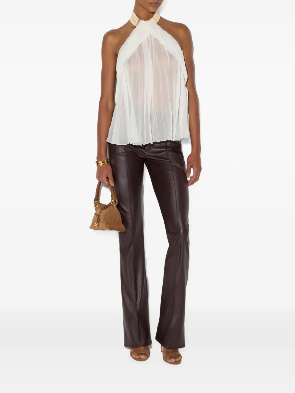 Elisabetta Franchi Top van crepon-stof met logo Wit