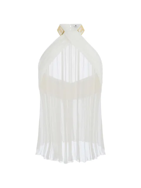 Elisabetta Franchi top in crepon-fabric with jewel logo
