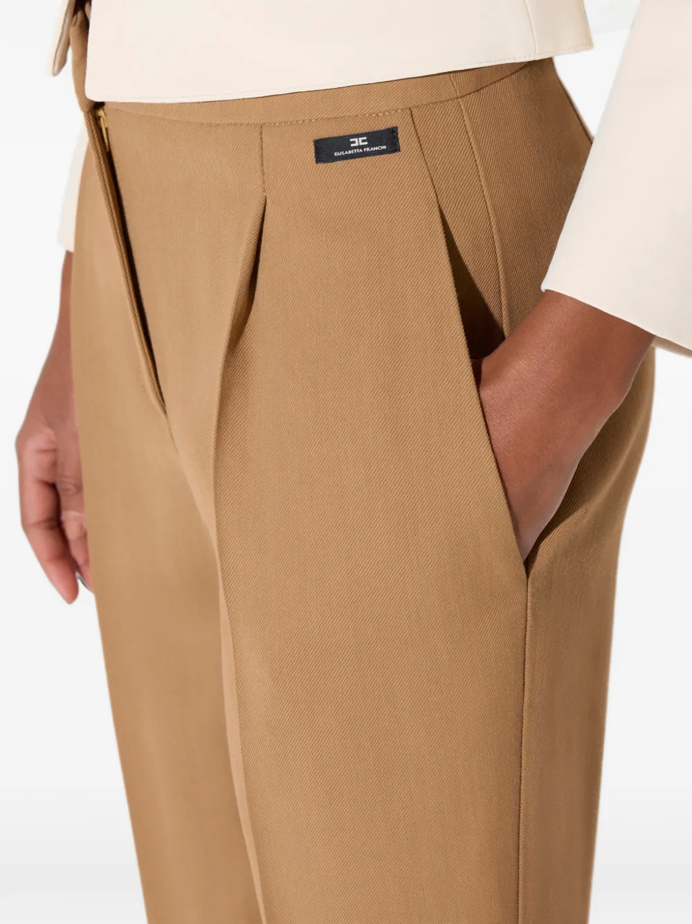 Elisabetta Franchi Flowing gabardine broek Beige