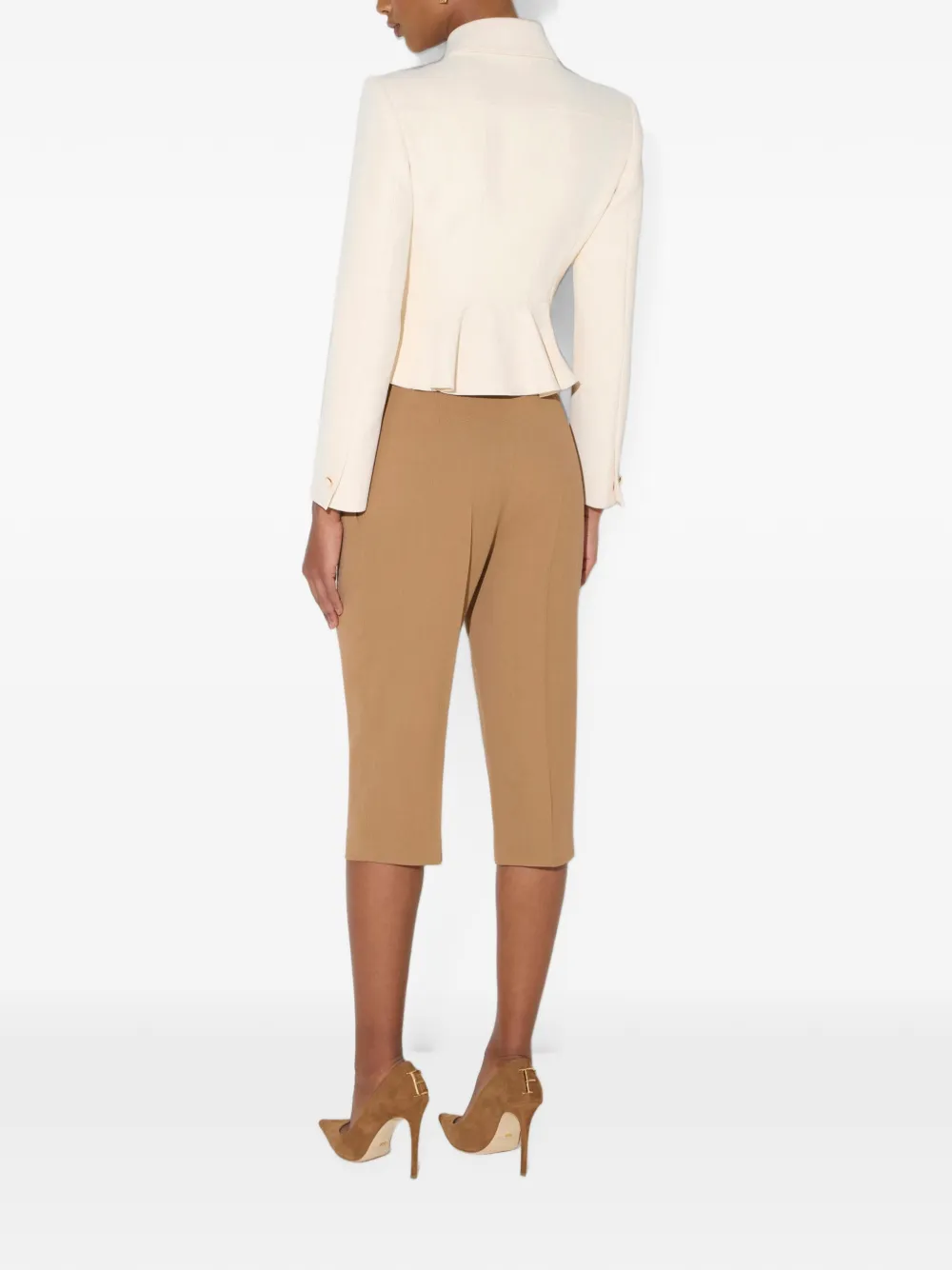 Elisabetta Franchi Flowing gabardine broek Beige