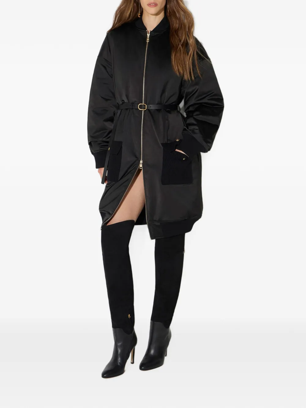 Elisabetta Franchi Voile donsjack Zwart