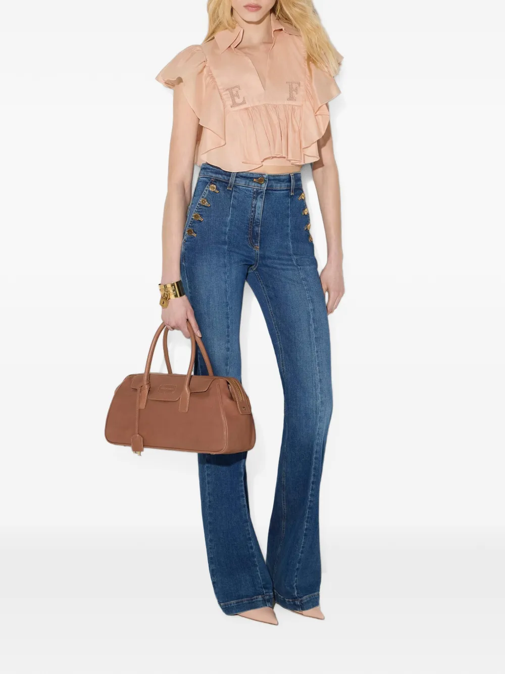 Elisabetta Franchi Katoenen voile blouse met ruches Roze