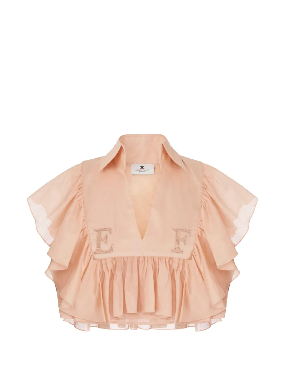 Elisabetta Franchi cotton voile shirt with flounce - Pink