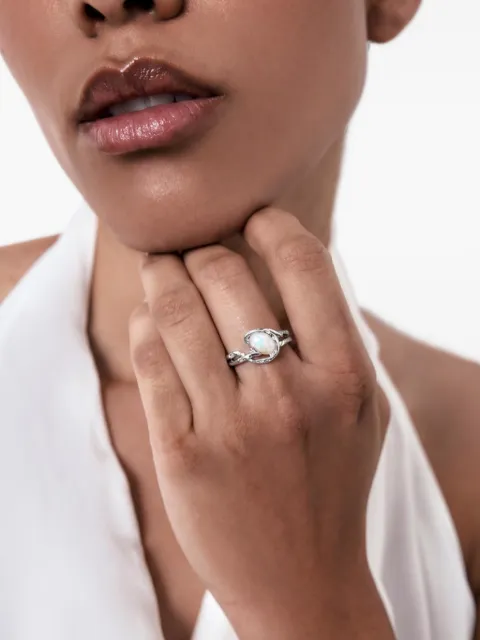Velora Vie twisted opal-embellishment ring