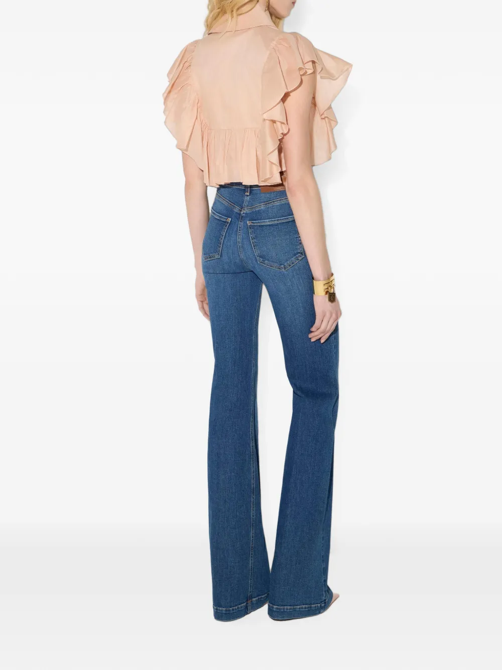 Elisabetta Franchi Palazzo jeans met rij knopen Blauw
