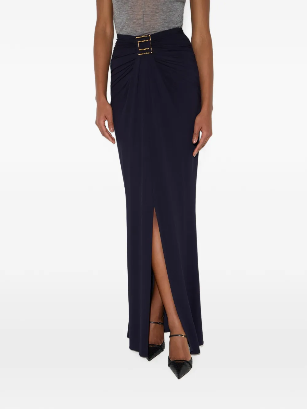 Elisabetta Franchi Crêpe jersey rok met logo Blauw