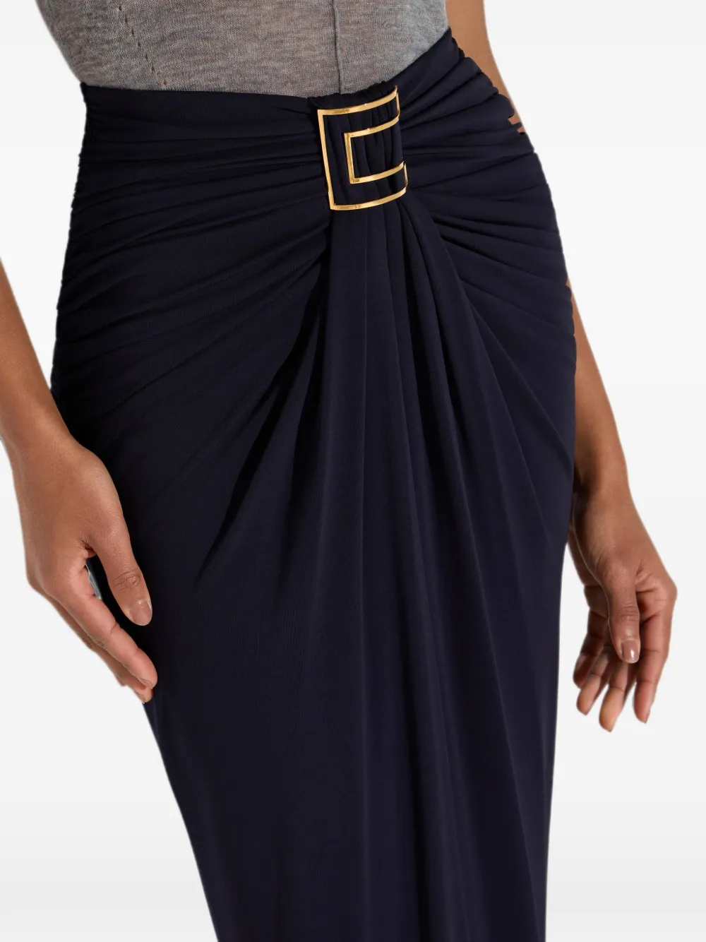 Elisabetta Franchi Crêpe jersey rok met logo Blauw