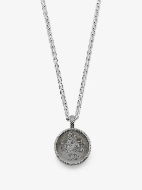 Zamani Jewelry collier à pendentif de pièce palestinienne 50 mils 