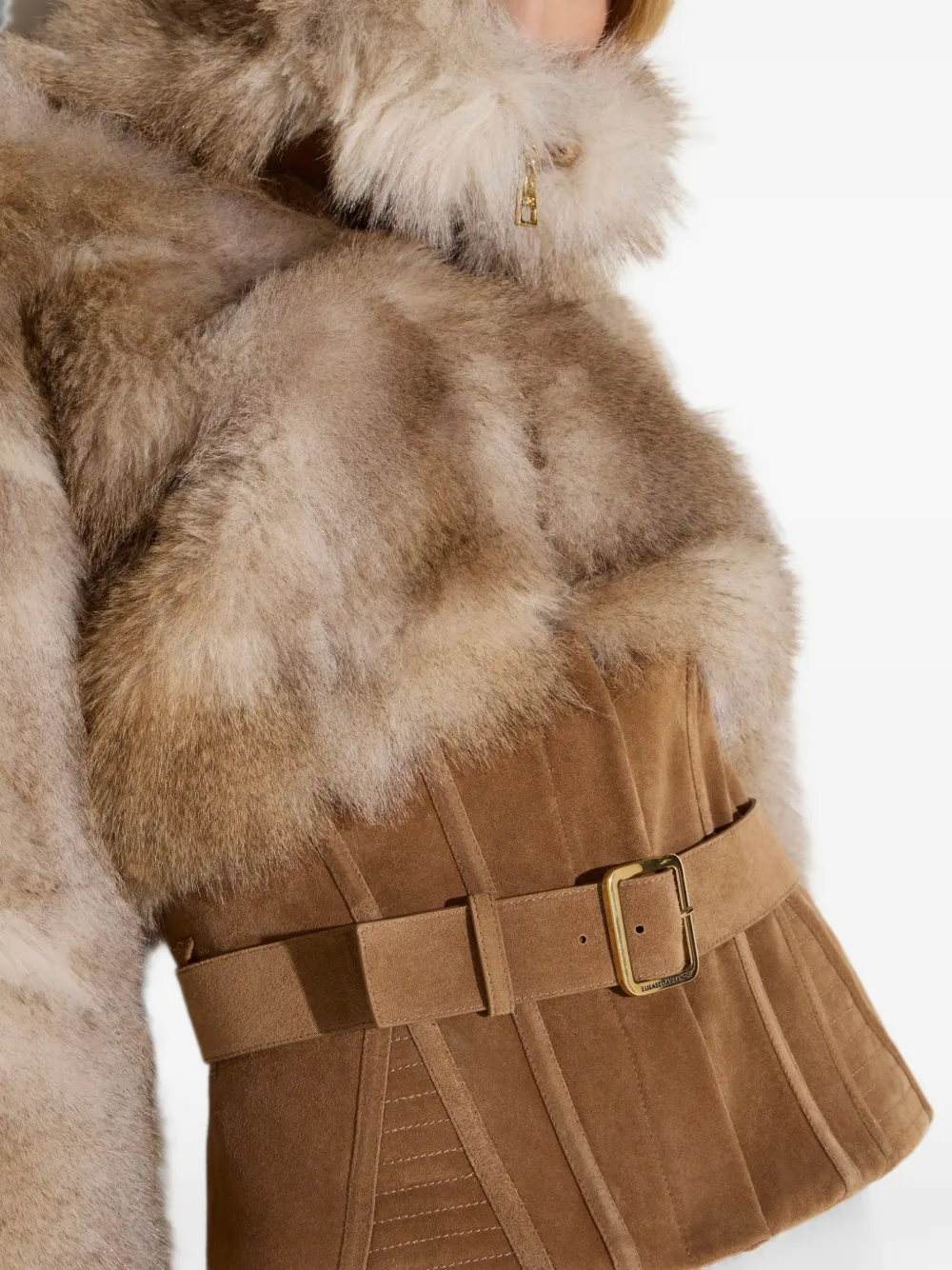 Elisabetta Franchi Bustier jack met bont-effect Beige