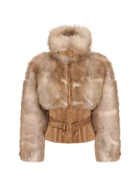 Elisabetta Franchi fur-effect bustier jacket