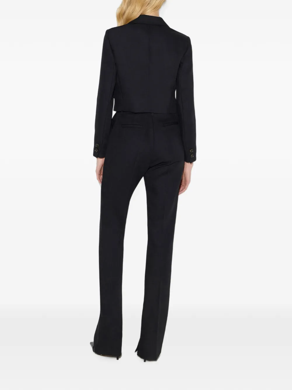 Elisabetta Franchi Cropped wollen jas Zwart