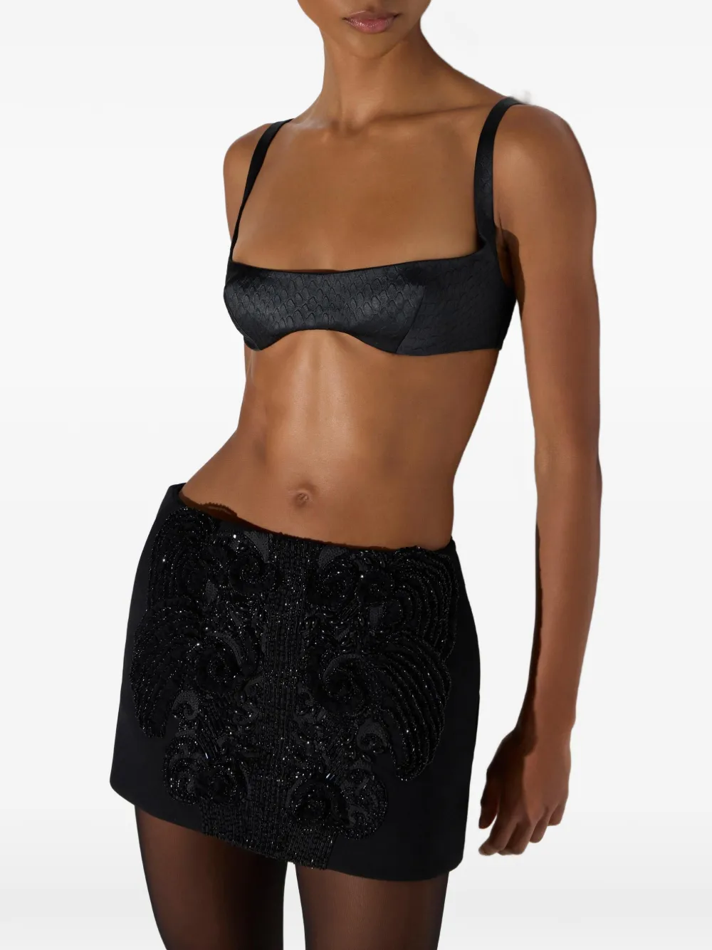 Elisabetta Franchi Taffeta bh met vissen-patroon Zwart