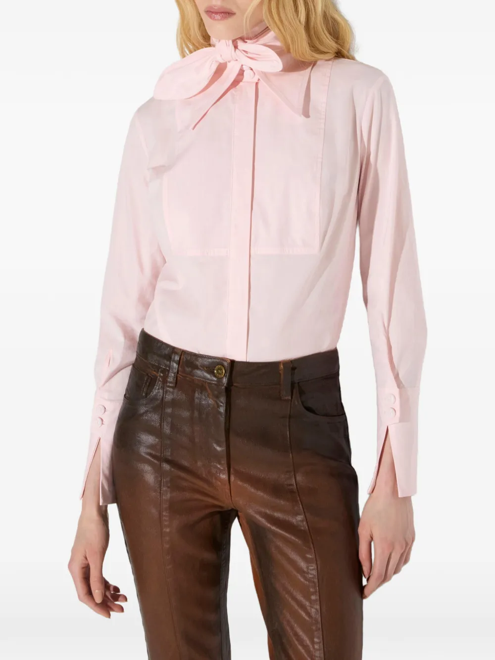 Elisabetta Franchi Katoenen blouse met strik Roze