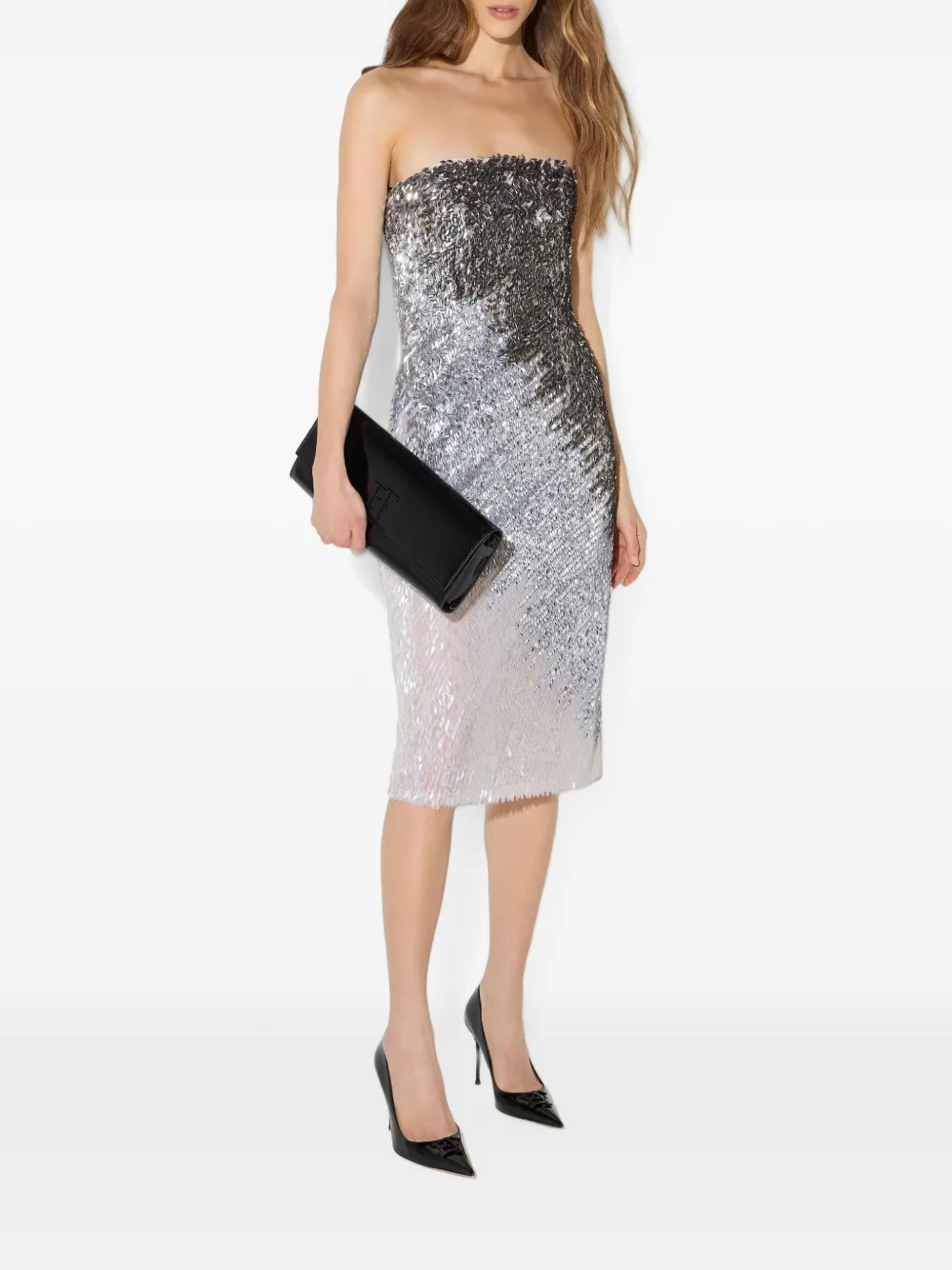 Elisabetta Franchi Jurk van metallic tulen stof Beige