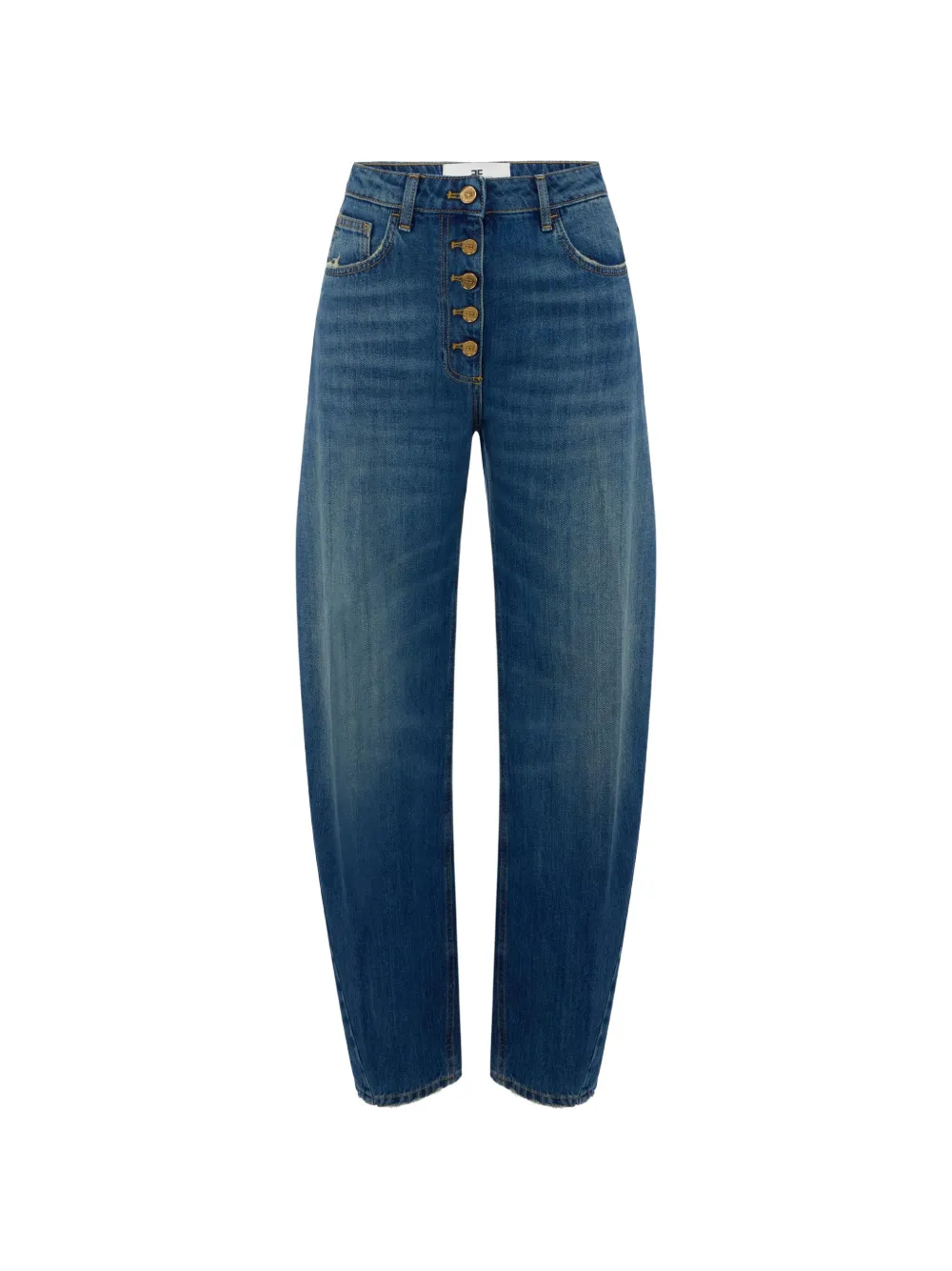 Elisabetta Franchi Jeans balloon con bottoni gioiello - Blu