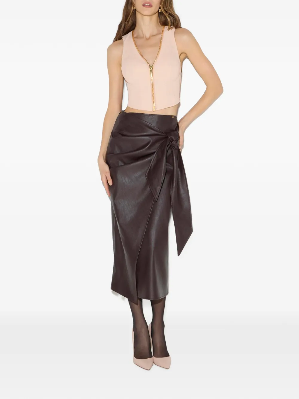 Elisabetta Franchi Top van technische stof met rits Roze