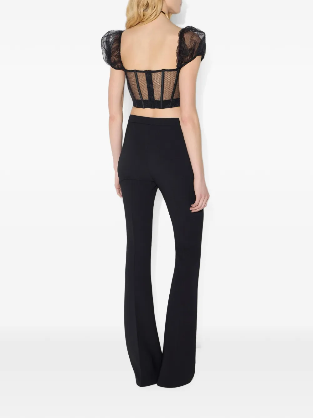 Elisabetta Franchi Mesh en gazar bustier top Zwart
