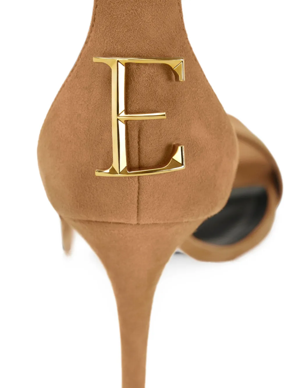 Elisabetta Franchi suede sandals with logo detail Beige