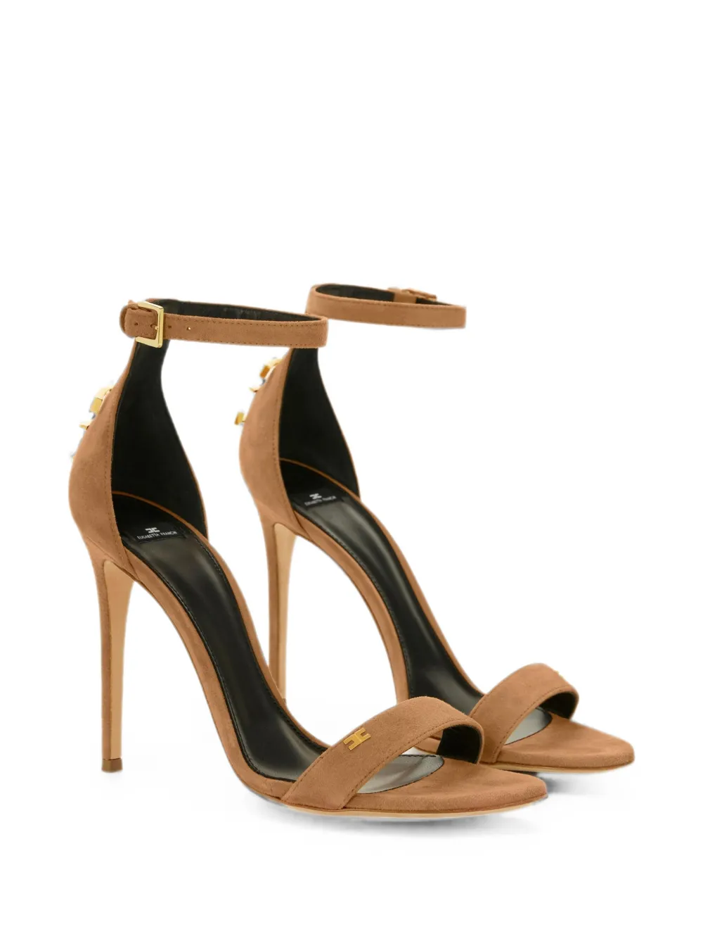 Elisabetta Franchi suede sandals with logo detail Beige