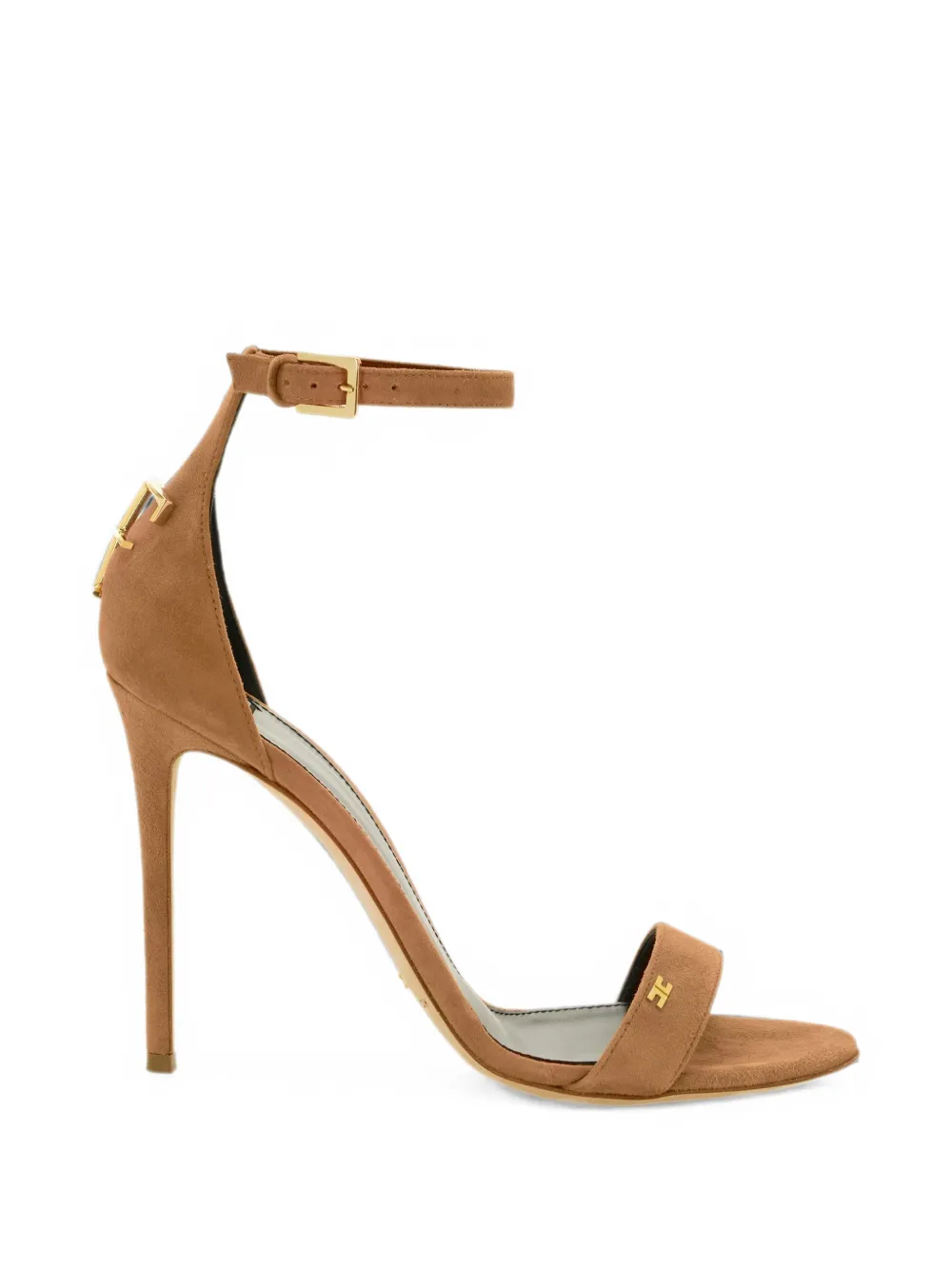 Elisabetta Franchi suede sandals with logo detail Beige