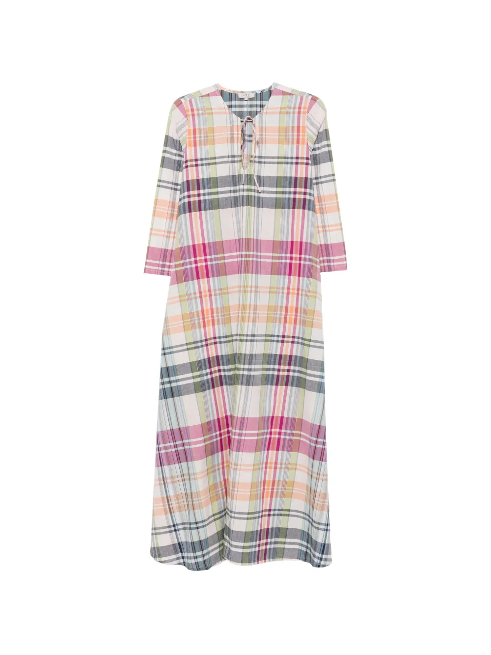 Ordi.to Lavinia check-print tie-fastening maxi dress