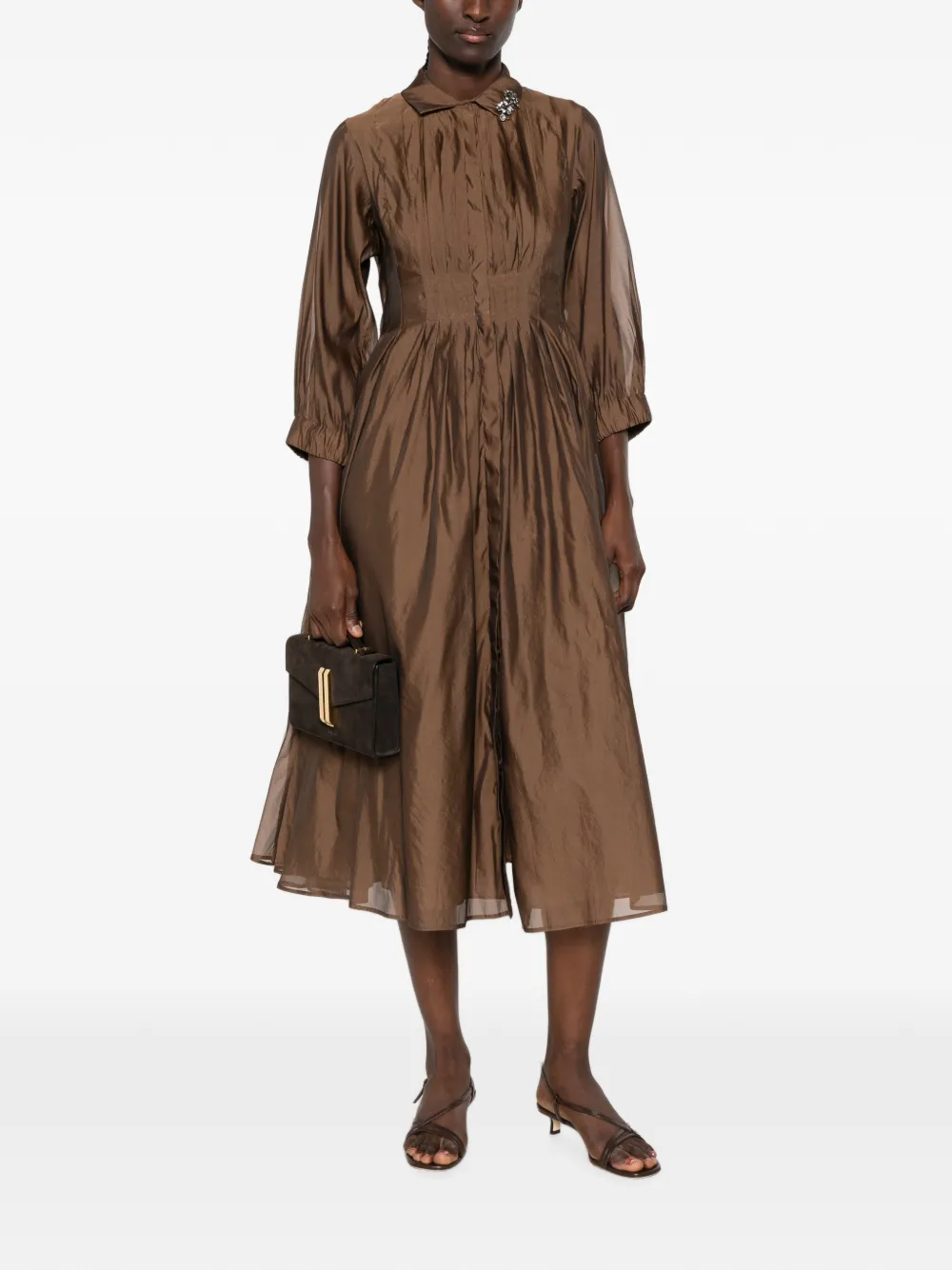 'S Max Mara Midi-jurk verfraaid met kristallen Bruin