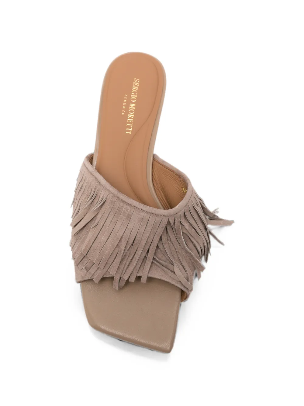 SERGIO MORETTI FIRENZE fringed suede sandals Beige