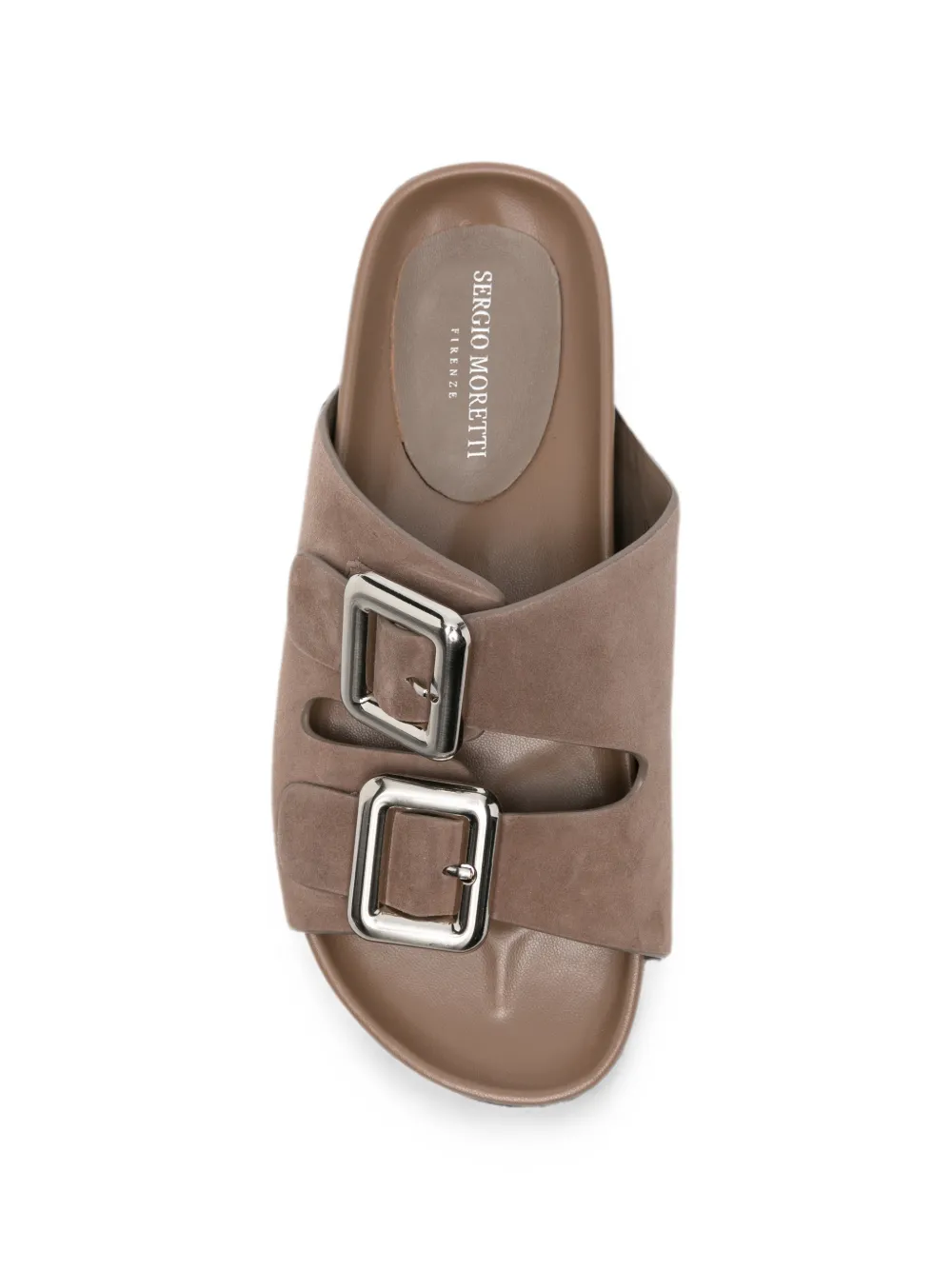 SERGIO MORETTI FIRENZE buckle-fastening suede slippers Beige