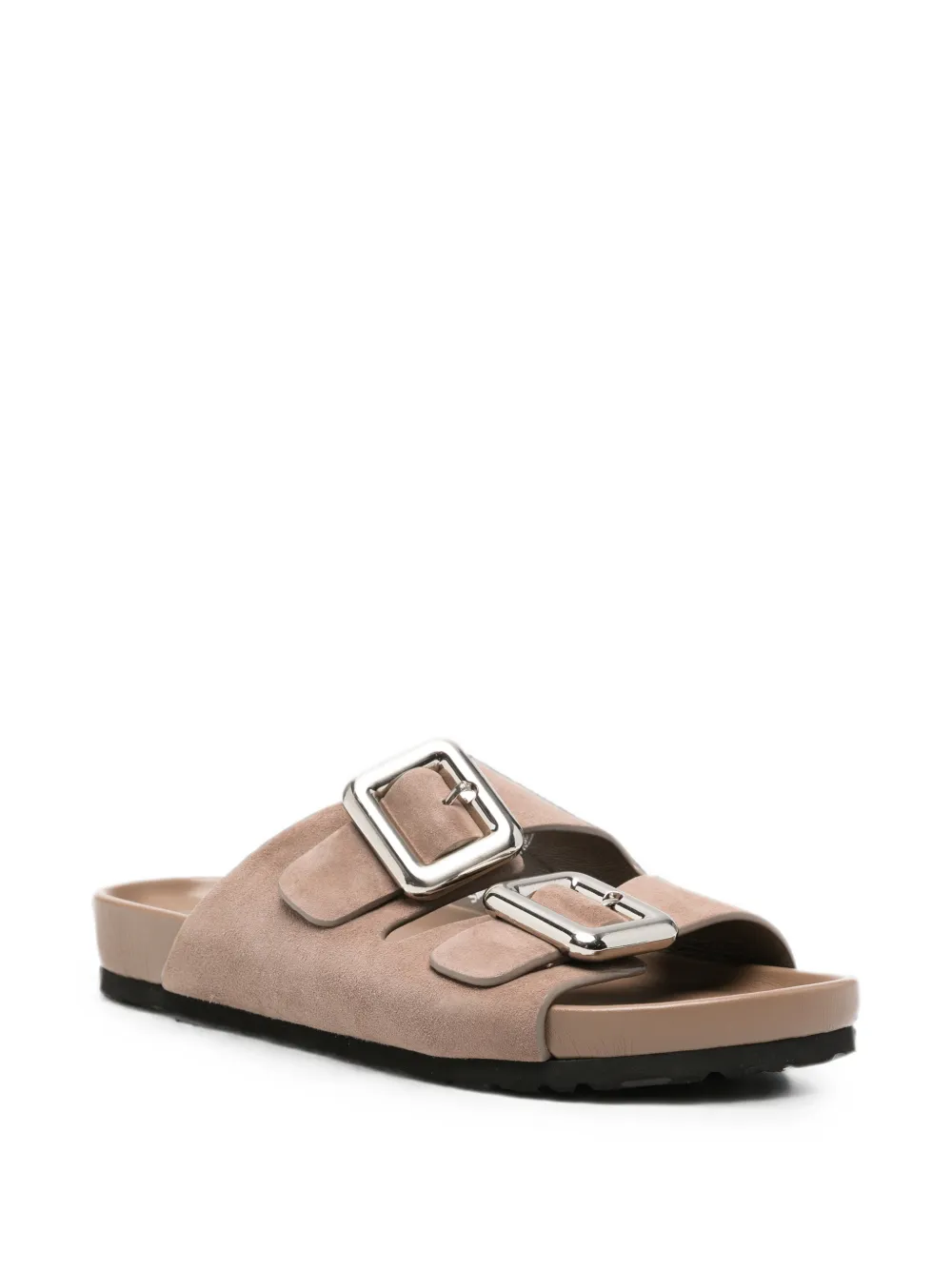 SERGIO MORETTI FIRENZE buckle-fastening suede slippers Beige