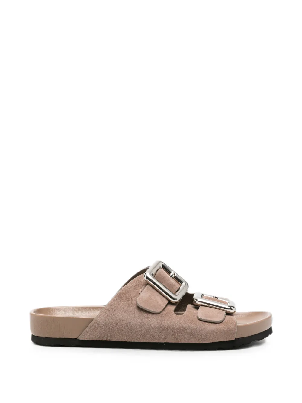 SERGIO MORETTI FIRENZE buckle-fastening suede slippers Beige