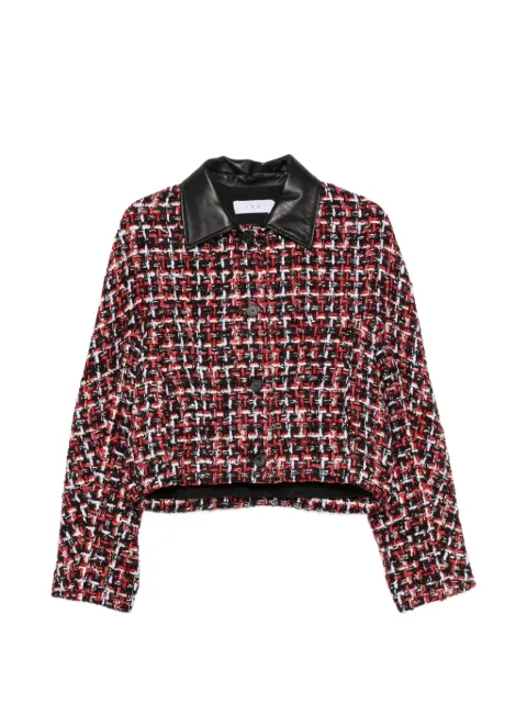 IRO Nuffy tweed leather-collar jacket