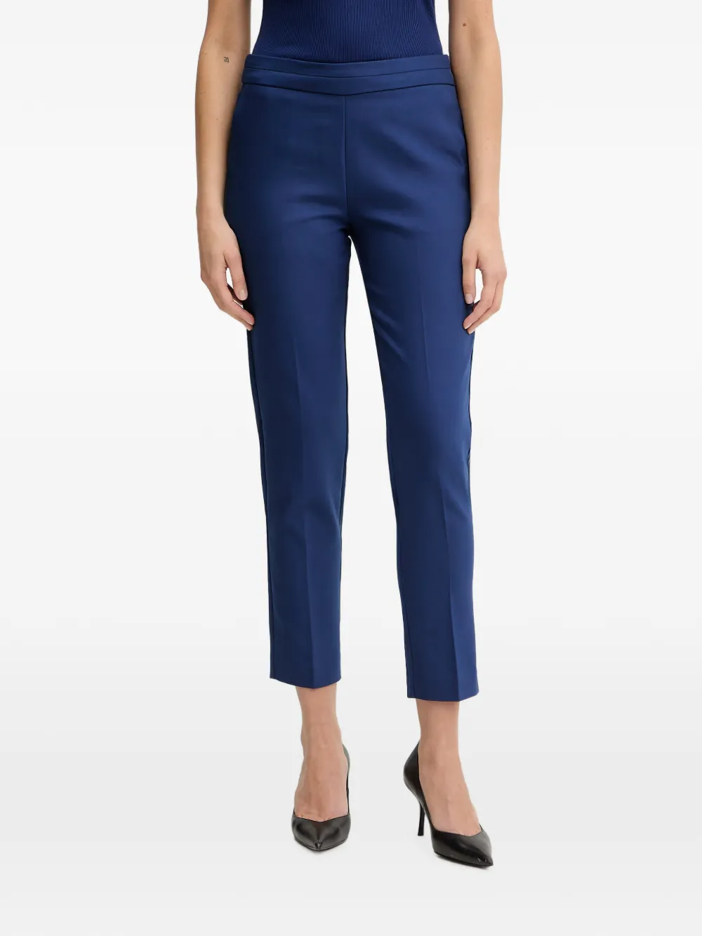 Morgan Pressed-crease Slim-fit Trousers In Blue