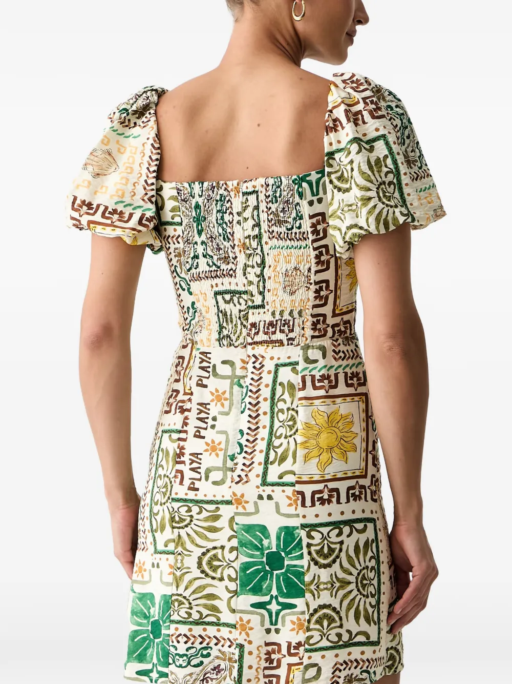 Morgan RBADI.F mini-jurk met paisley-print en pofmouwen Beige
