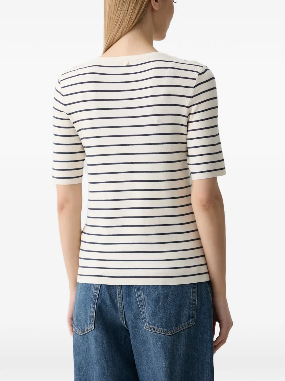 Mos Mosh MMAliz Caliz gestreepte top met knopen Beige