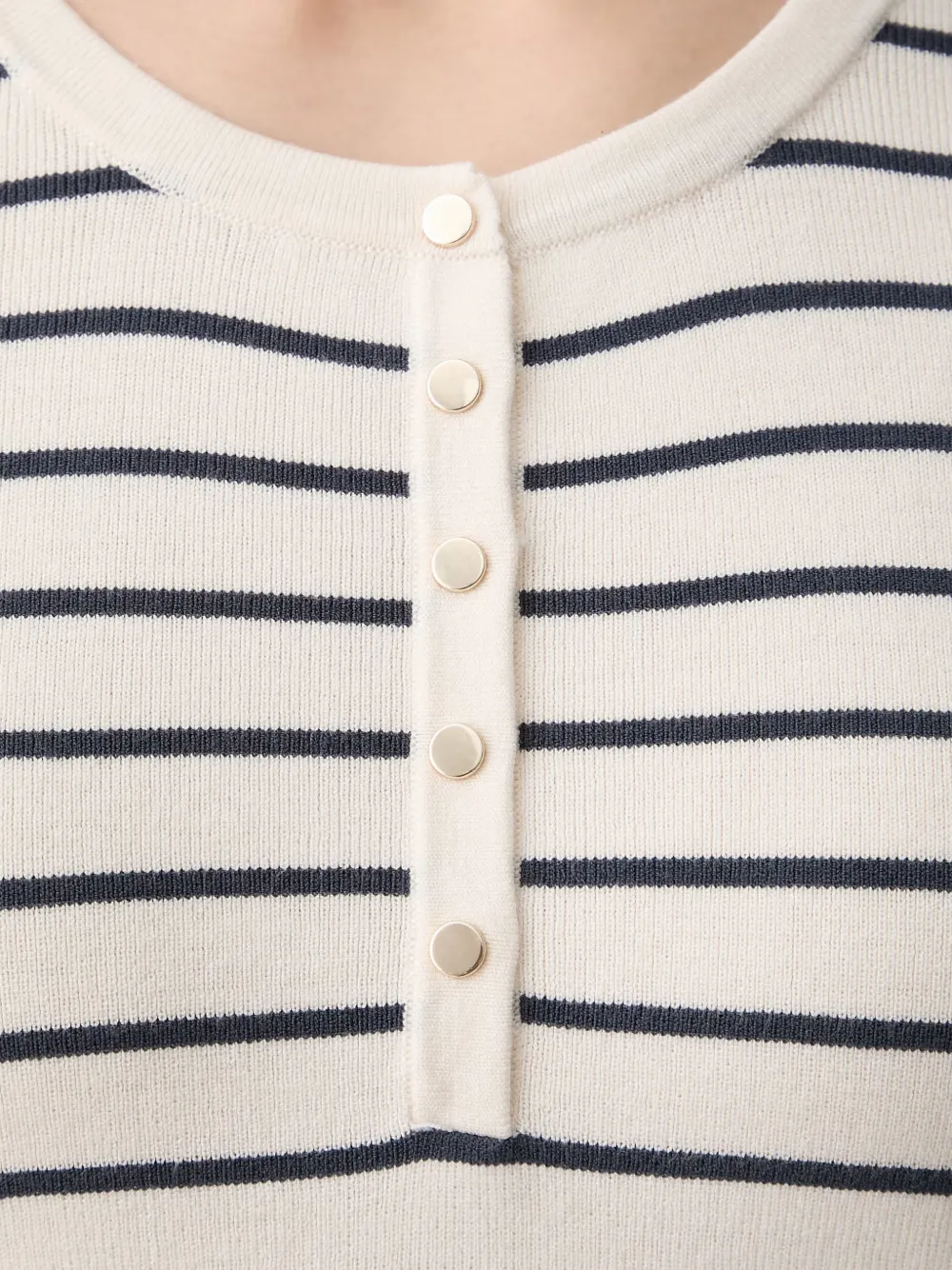 Mos Mosh MMAliz Caliz gestreepte top met knopen Beige