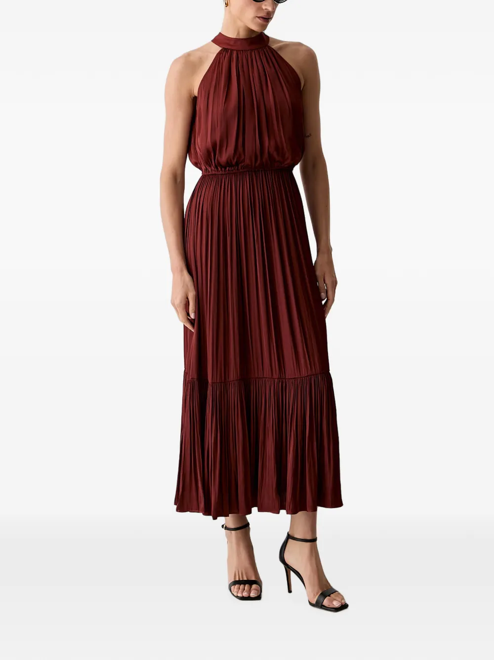Morgan Geplooide midi-jurk Rood