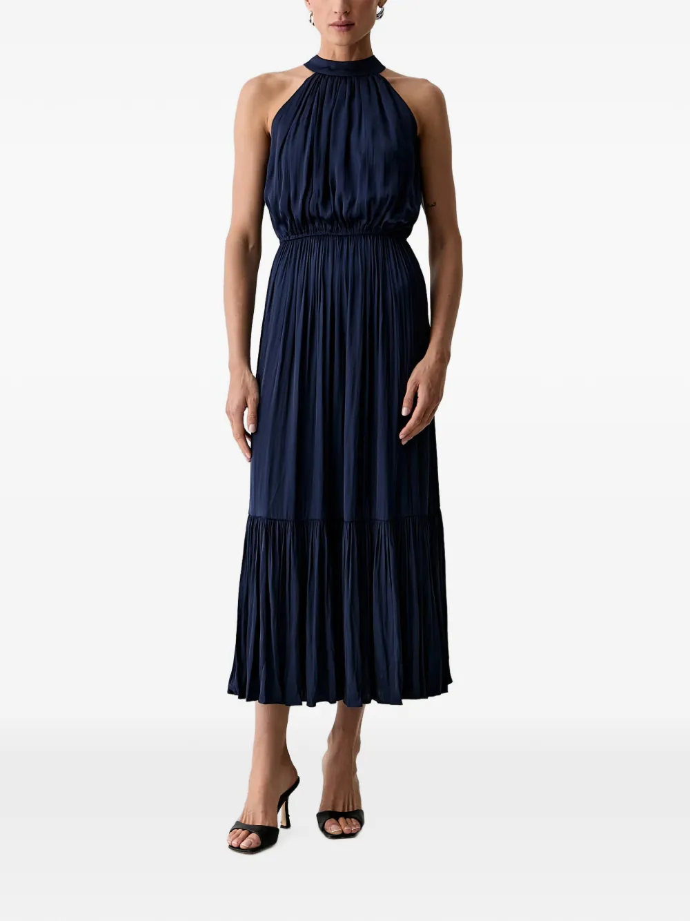 Morgan Pleated Midi Dress In Blue