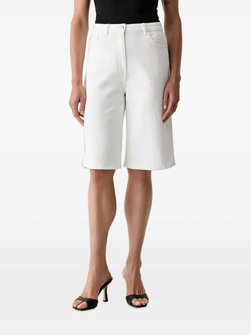 Morgan Straight-leg Denim Shorts In White