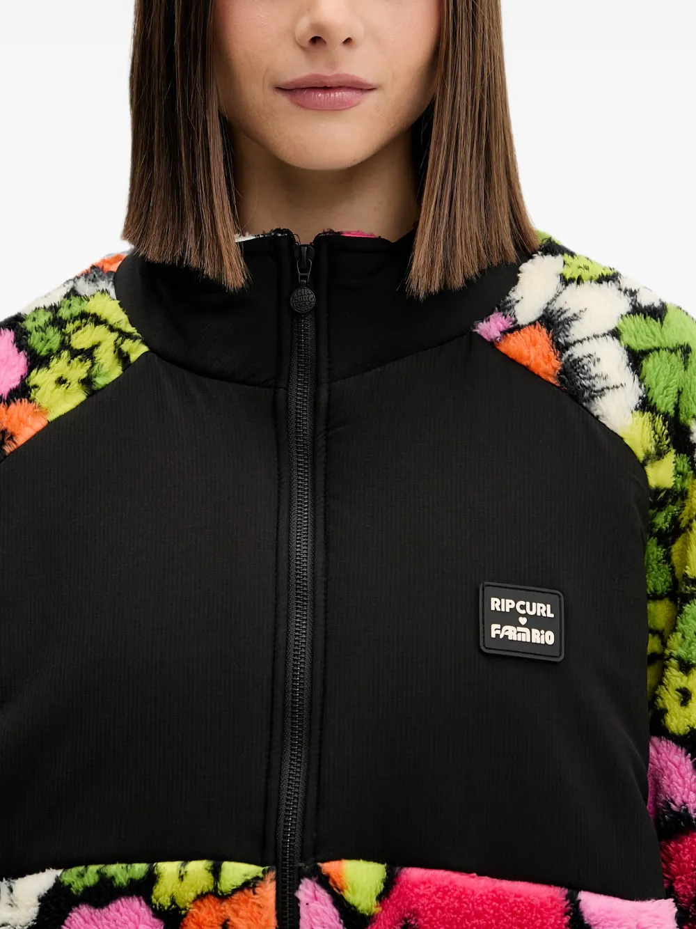 Rip Curl x FARM Rio Blooming floral-print panelled jacket Zwart