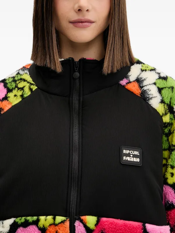Rip Curl x FARM Rio Blooming floral-print Panelled Jacket | Black