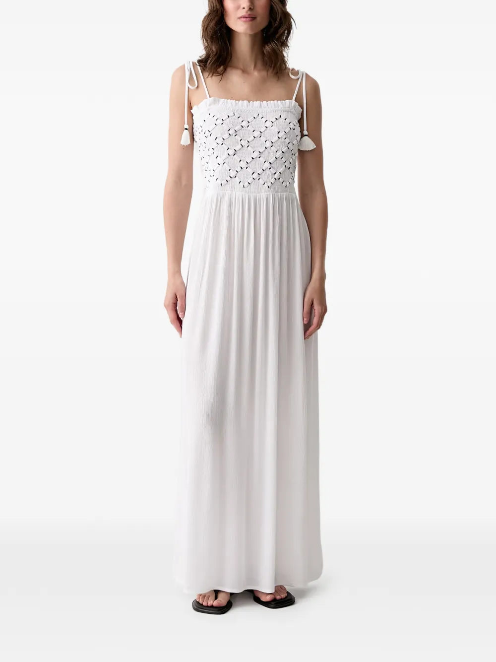 Pedro Del Hierro Maxikleid mit Quastendetail - Weiß
