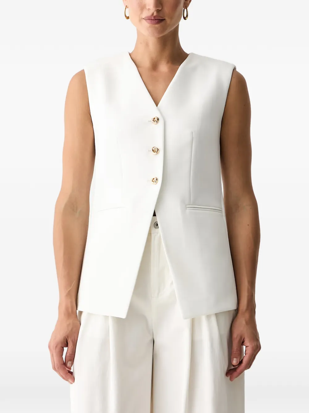 Morgan Button-up V-neck Waistcoat In Gray