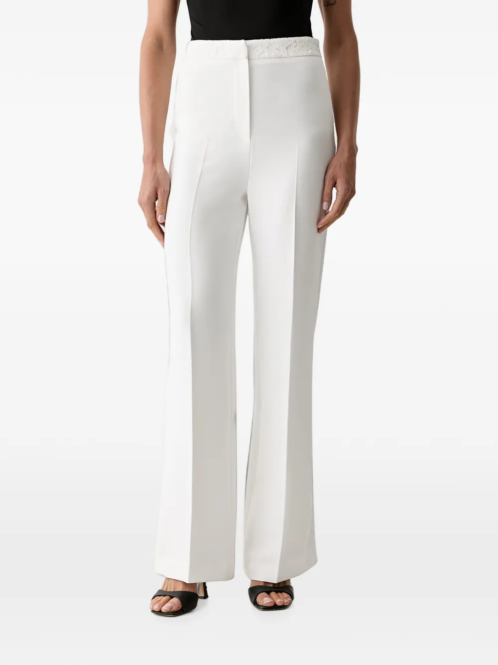 Morgan Lace-trim Flared Trousers In White