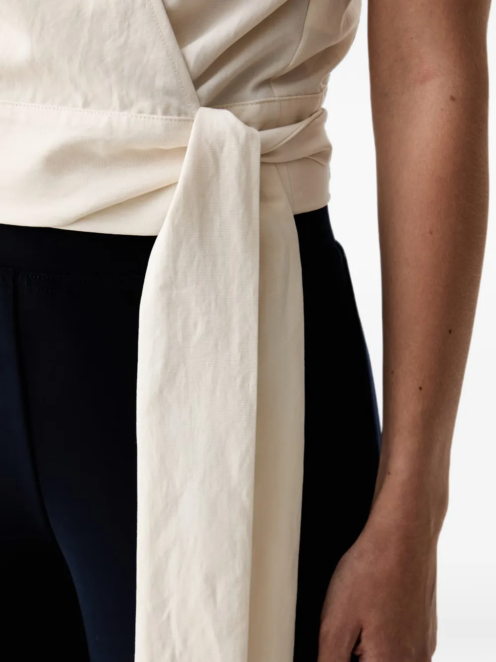 Sisley wrap-design sleeveless top Beige