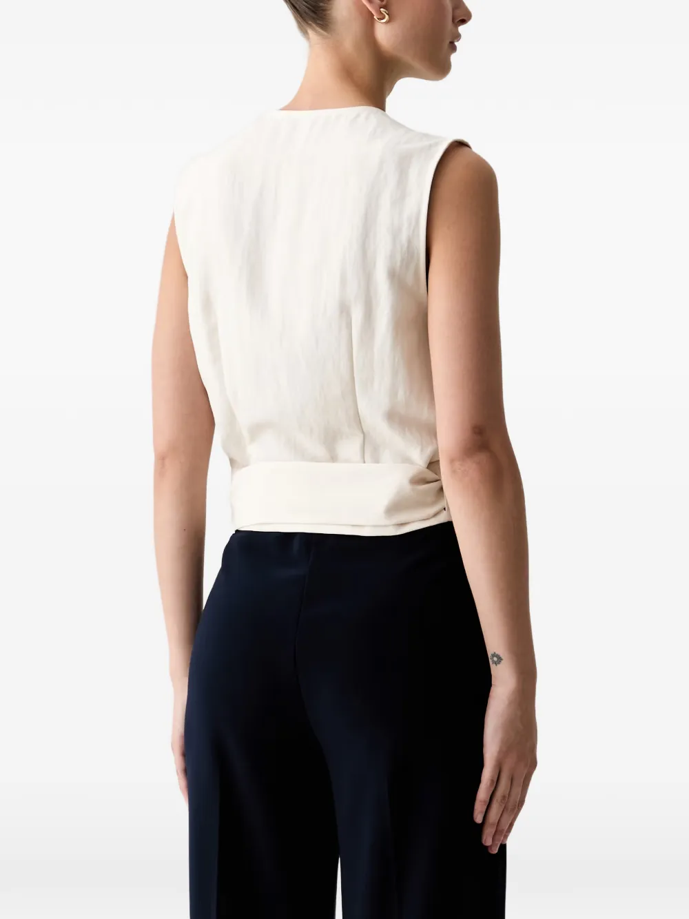 Sisley wrap-design sleeveless top Beige