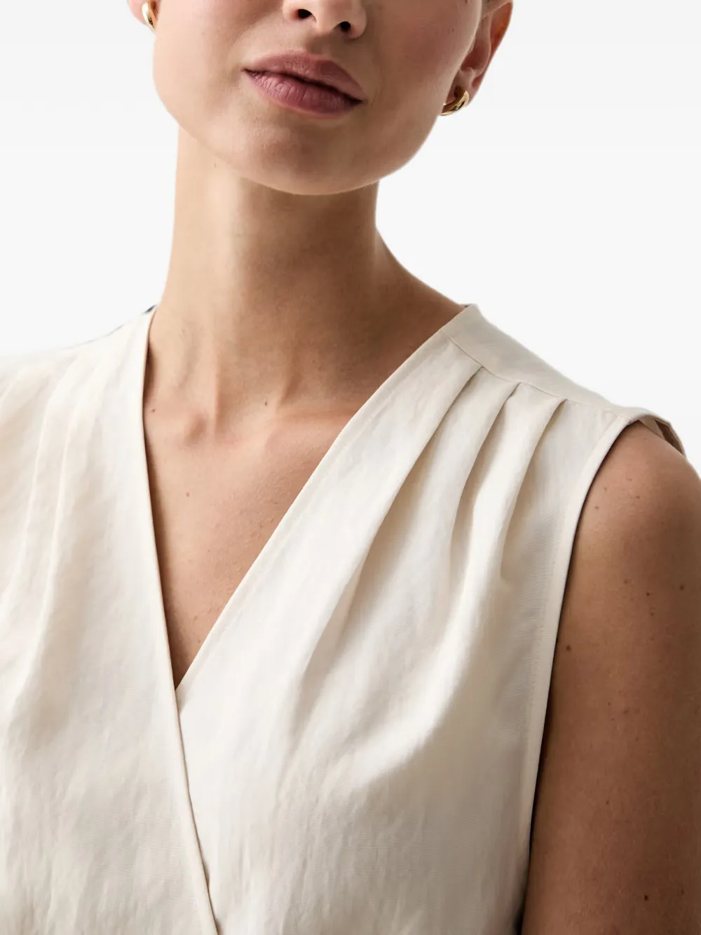 Sisley wrap-design sleeveless top Beige